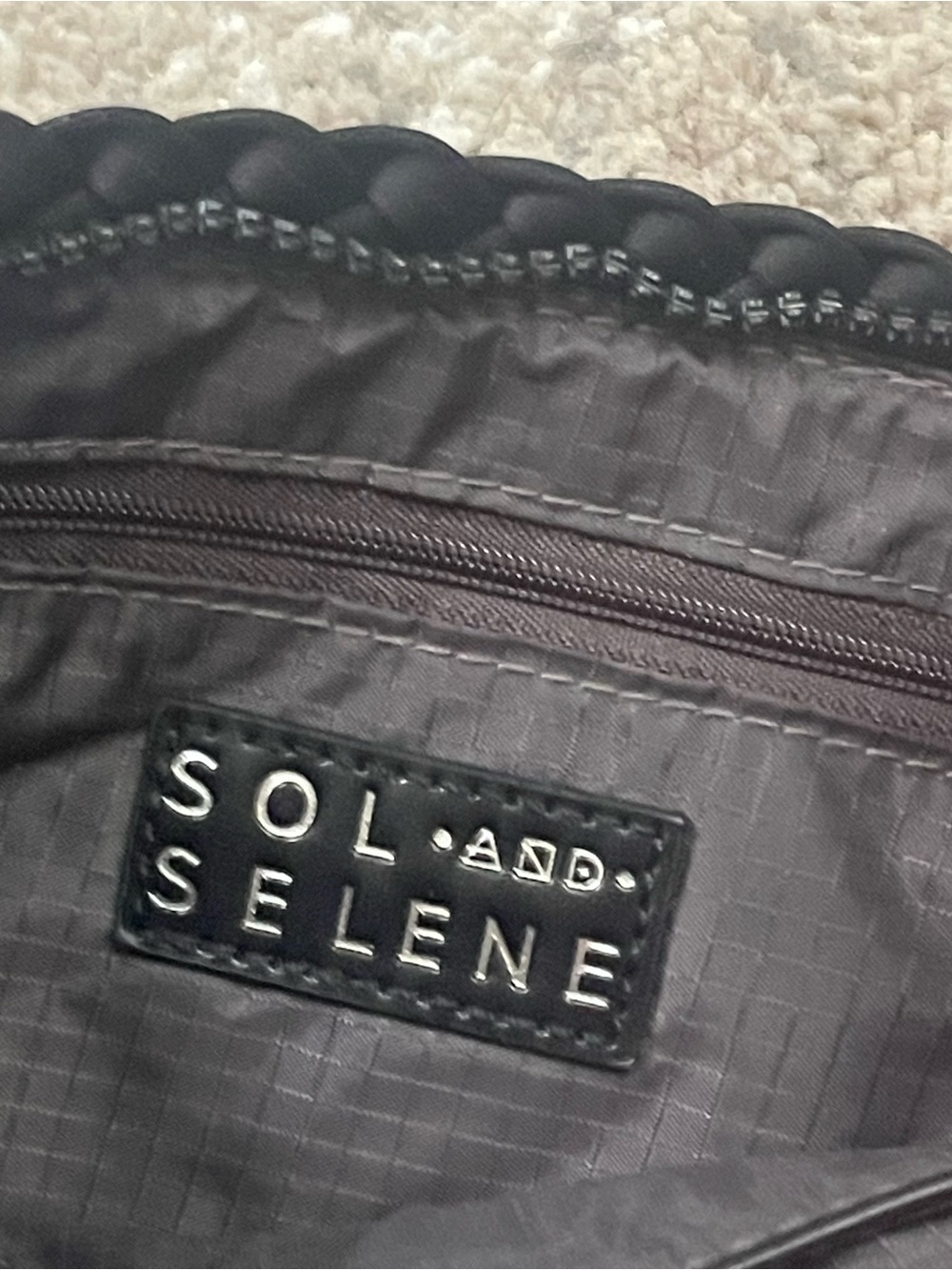 SOL AND SELENE Sky's The Limit -Black Medium Woven Tote - Picture 4 of 5